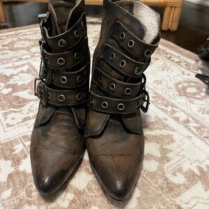 Freebird Brown Ankle Boots with Buckle Straps